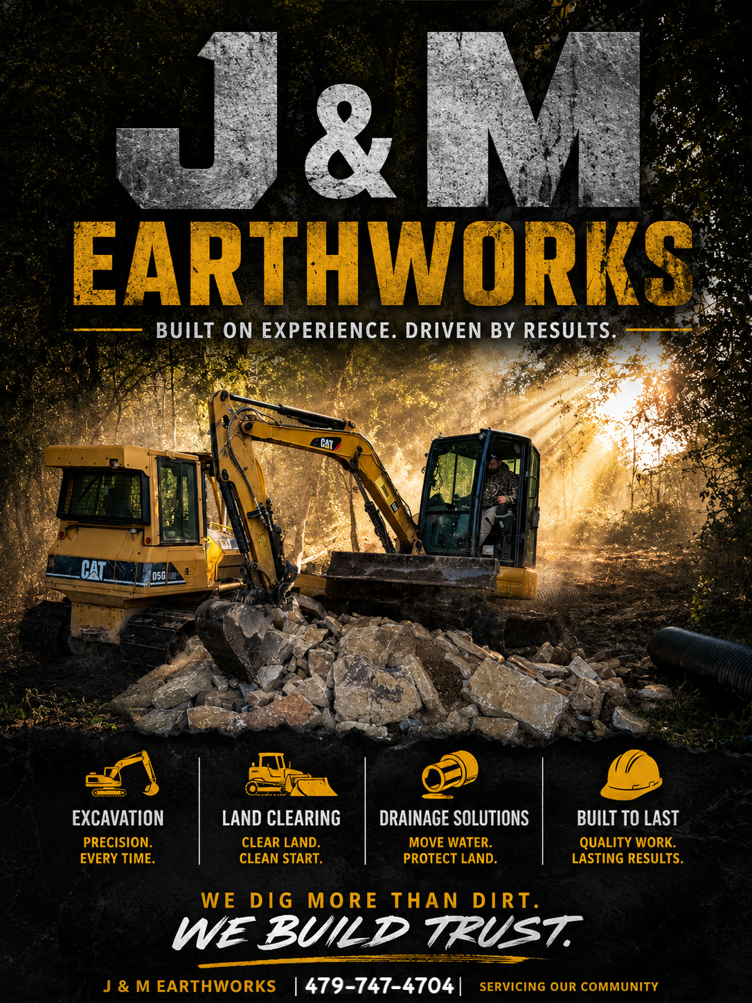 J & M Earthworks side logo